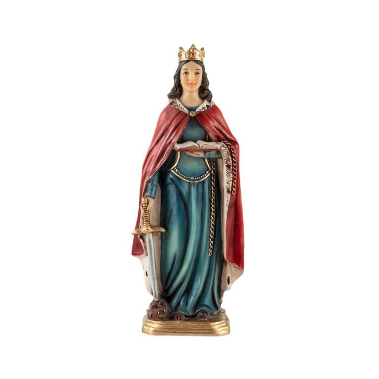 Figura Santa Dimpna Resina Dipinta a Mano 20 cm