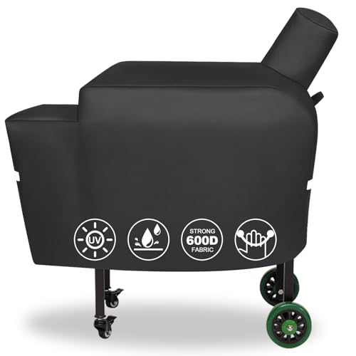 QuliMetal DB Grill Cover for Green Mountain Grills Pellet (Daniel Boone) - 600D Anti-UV & Waterproof Heavy Duty Patio BBQ Grill CoverThe Side Brackets Must be Lowered During Installation