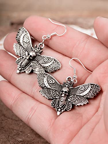 HAQUIL Deathhead Hawkmoth Skull Dangle Drop Earrings for Women, Zinc, Skull Jewelry Gift4