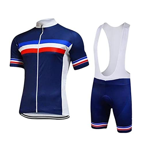 KAISUN Vêtements Cyclisme Pro Homme Été Tenue Cycliste Manche Courte et Cuissard À Bretelle avec 9D Coussin Gel, Equipe Pro Respirant Jerseys VTT (Color :...