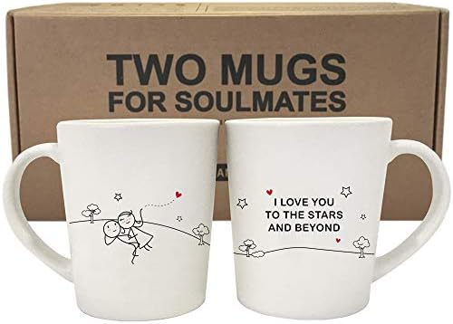 BoldLoft Love You to the Stars Couples Coffee Mugs-Couples Gifts Love Gifts for Him and Her Anniversary Wedding Engagement Long Distance Relationships Cute Mugs for Boyfriend Girlfriend Husband Wife