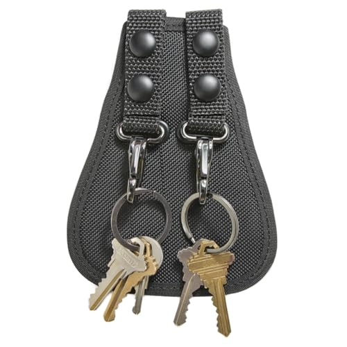 Hero's Pride Duty Belt Key Holder - Durable Ballistic Scabbard with Deluxe Metal Clip and Split Key Ring - Fits 2.25'' Tactical Belts for Law Enforcement - Easy One-Handed Access - Black - Double