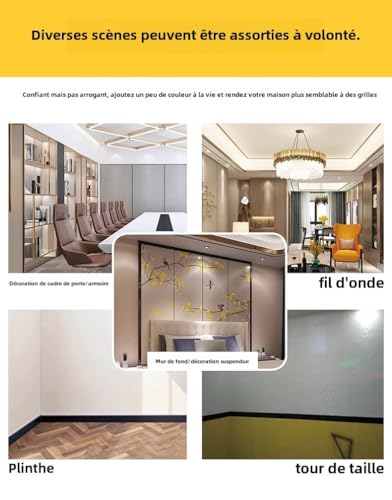 WYLNEP Frise Murale Autocollant Papier Peint Imperméable en PVC - Plinthe de Cuisine et Salle de Bain - Décor Mural Or Brossé 10cm X 500cm – vue 7
