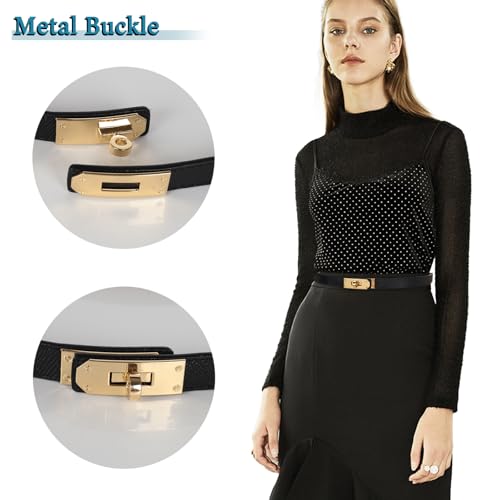 Image of Aurolran Women's Leather Belt with Buckle - Ideal for Dresses, Jeans, and Coats