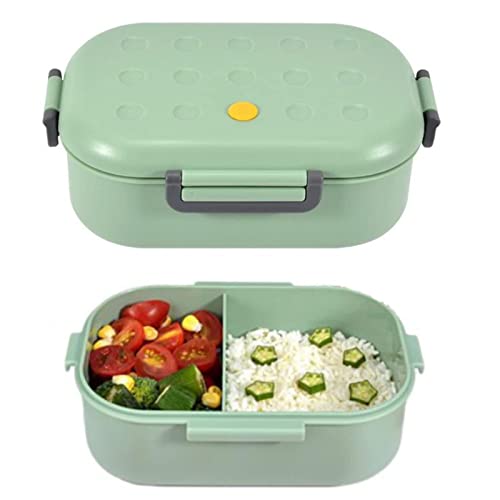 CHAMEEN Bento Box, 1000 ml, a prueba de fugas, fiambrera para niños y adultos, verde, con compartimentos, caja de almuerzo a prueba de fugas, fiambrera