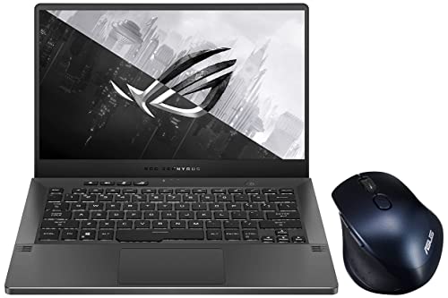 Image of ASUS ROG Zephyrus G14, 14-inch (35.56 cms) WQHD 120Hz, AMD Ryzen 9 5900HS, RTX 3050 Ti 4GB Graphics, Gaming Laptop, GA401QE-K2166TS MW203 Wireless Silent Mouse (Blue)