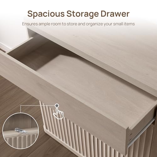 SICOTAS Buffet Cabinet with Storage - Accent Fluted Storage Cabinet with 2 Doors & 1 Drawer 34.6" Wide Modern Sideboard Credenza Large Buffet Table for Living Room Kitchen Dining Room Entryway Office - Image 4