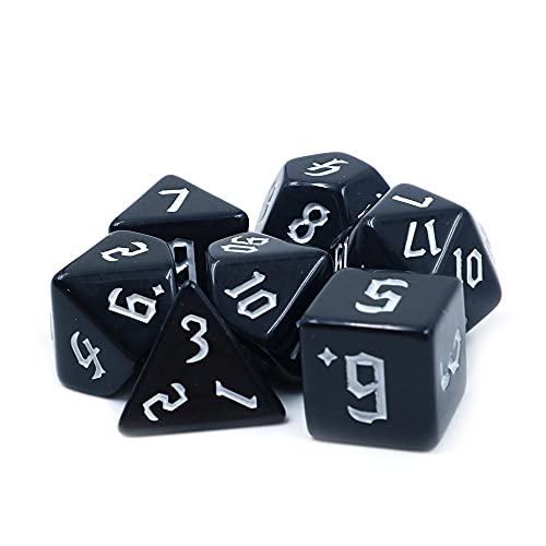 Fasizi 2 Sets Black Dice Polyhedral 7-Die Dice Set Compatible with Dungeons and Dragons DND Role Playing White Pattern - Image 2