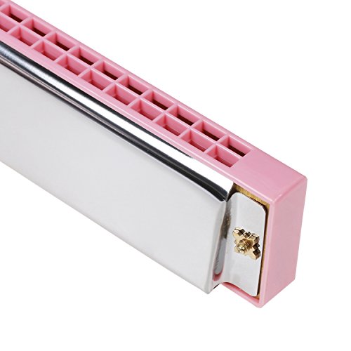 Tsacte Harmonica Polyphony 24 Hole Key Of C Prime For Children, Student, Adult Beginner (Pink) #TOP3