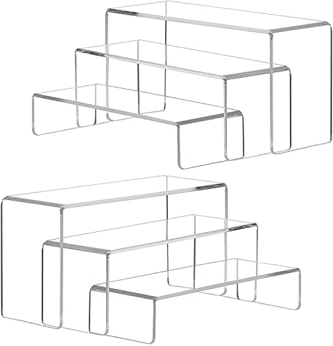 AMIAZI® 6 pcs Clear Acrylic Showcase Display Risers Dessert and Cupcake Stand Risers for party event shoe Riser Display Organizer Cosmetics Display Riser