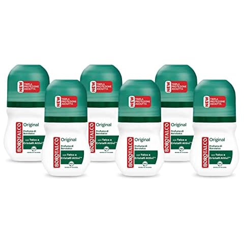 Borotalco, Roll-On Original Deodorant with Microtalc, Sweat Absorbing, Alchol - 6 Bottles of 50 ml Cover
