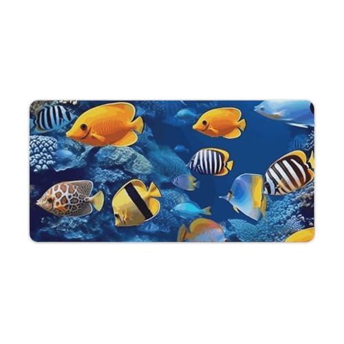 Tapis de souris grande taille poissons tropicaux sous-main de qualité