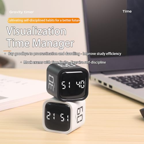 Image of EooCoo Digital Timer College School Supplies, Gravity Pomodoro Cube Rotation, Countdown Productivity Kitchen Timer 5 /10 /30 /60 Mins for Meeting, Back to School Gift, ADHD Tools, Office Desk Decoration