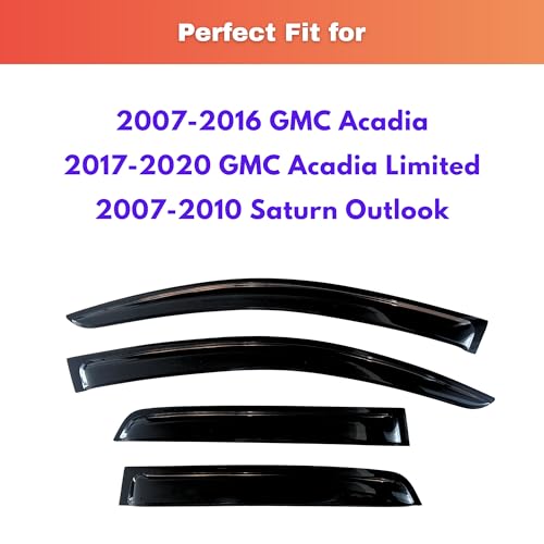 Image of KPY Rain Guards Fit for 2007-2016 GMC Acadia, Out-Channel Window Visors Vent Wind Deflectors 4PC, Car Accessories for 2017-2020 GMC Acadia Limited, 2007-2010 Saturn Outlook