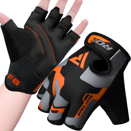 RDX Weight Lifting Gloves Gym Fitness Workout Anti Slip Padded Palm Protection Elasticated Strength Training Equipment Men Women Adult & Kids Half Finger Exercise Calisthenics Cycling Climbing Grips