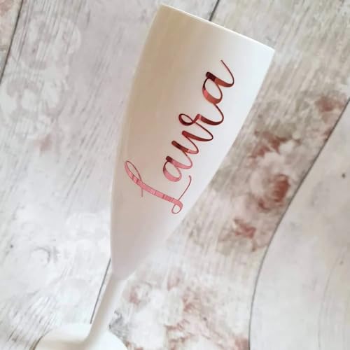 Copa de champán blanca acrílica reutilizable para damas de honor y bodas 5
