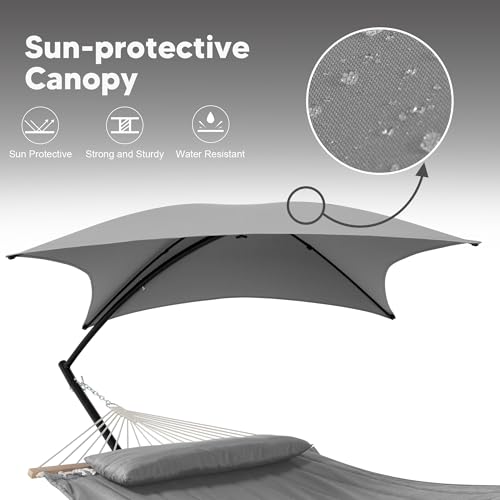 Image of SUNCREAT Hammocks for Outside with Stand, 475 lbs Capacity, Light Gray