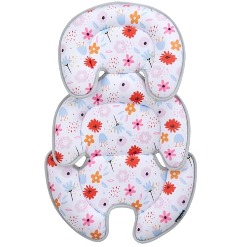 Image of Innokids Head and Body Support Pillow Infant Car Seat Insert for Newborn to Toddler Stroller Cushion (Floral)