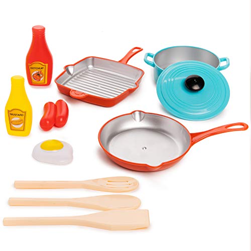 Toy Chef Pretend Play Cookware Set, Toy Cooking Set with Egg, Sausage, Pots, and Pans, Ages 3 Plus, Breakfast Set for Pretend Kitchen, Play Kitchen Accessories for Girls and Boys Toy Chef Pretend Play Cookware Set, Toy Cooking Set with Egg, Sausage, Pots, and Pans, Ages 3 Plus, Breakfast Set for Pretend Kitchen, Play Kitchen Accessories for Girls and Boys