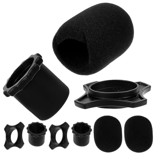 INOOMP Fundas Protectoras para Micrófonos de Esponja Gruesa, Paquete de 9 Unidades (3 Sets de 3 Negras), Tamaño Estándar, Resistente a Viento para Uso en Ktv, Conferencias y Escenarios