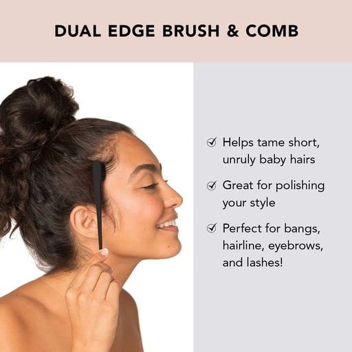 Kitsch Dual Edge Brush & Teasing Comb Set - 2-in-1 Edge Control Brush & Teasing Brush Set | Edge Hair Brush Set & Smoothing Hair Brush | Baby Hair Edge Brush & Comb | Hair Styling Brush, 2pc (Black)