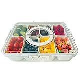 CHOUKEY Divided Snack Box with Lid and Handle, Snackle Box Container Storage Organizer for Fruit, Candy, Veggie, Nuts & Snacks
