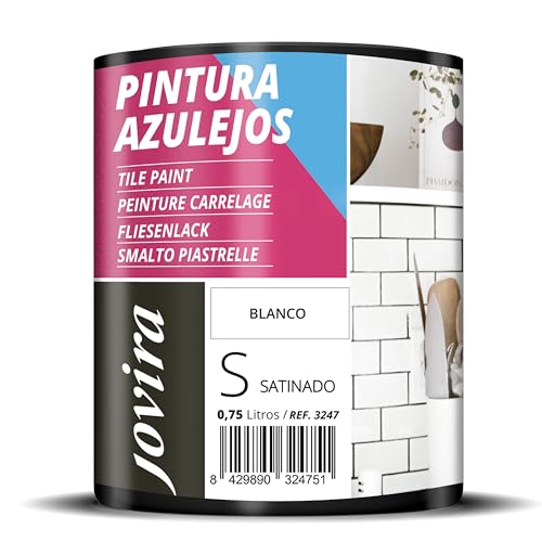 JOVIRA PINTURAS Pintura para Azulejos al Agua, Satinado. Da una imagen nueva a tu cocina y baño. (750 Mililitros, Blanco) -T