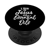 I Run on Jesus and Essential Oils Cute Christian Design Gift PopSockets PopGrip: Swappable Grip for...