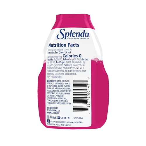 Image of SPLENDA Liquid Water Enhancer, Strawberry Watermelon, 3.11 Fl Oz | Sugar Free, Zero Calorie, Natural Flavor, Concentrated Drink Mix