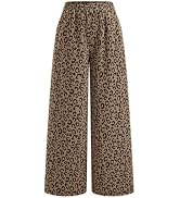 CIDER Women Leopard Print Wide Leg Lounge Pants Sweatpants Trousers | Elastic Waist,Side Pockets,...