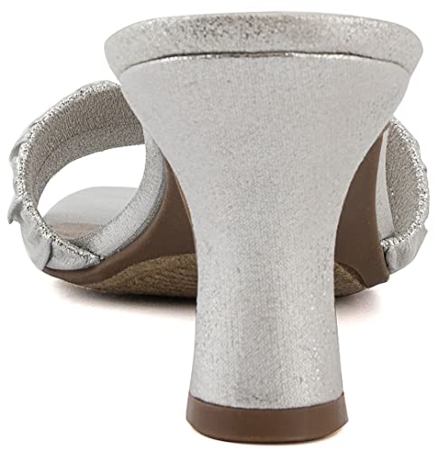 London Fog Womens Leana Dress Sandal Womens Comfort Heeled Sandals Silver Size 10 #TOP2