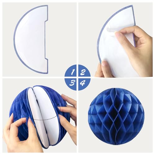 Image of Blue White Birthday Party Decorations Supplies Happy Birthday Banner Honeycomb Balls Fringe Curtain Foil Balloons Hanging Swirls Cake Topper Tablecloth Party Supplies for Boys Men