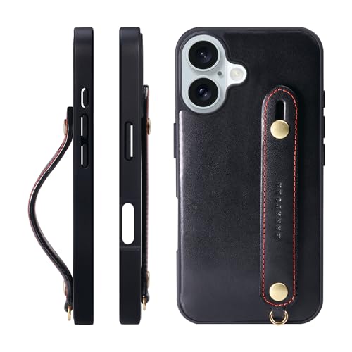 HANATORA for iPhone 16Plus �P�[�X �{�v �ϏՌ� �w�ʃx���g �X�g���b�v�����O �X�}�z�P�[�X �X�}�z �X�^���h�@�\ �l�b�N�X�g���b�v �t�� �C�^���A�����U�[ �M�t�g �}�O�l�b�g�Ȃ� �u���b�N TGH-16Plus-Black
