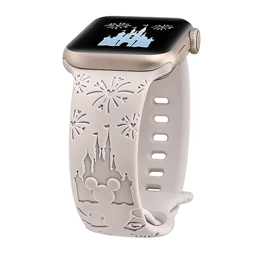 BNCLSTG Cartoon Engraved Silicone Watch Band Compatible with Apple Watch Band 38mm 40mm 41mm 42mm 44mm 45mm 49mm Designers Bands for i-Watch Series 8 7 6 5 4 3 2 2 SE Women Men