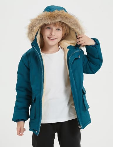 Flygo Boys Winter Coat Fleece Lined Kids Puffer Jacket Warm Quilted Hooded Parka Jackets2