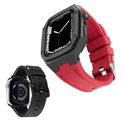 Bracelets Apple Watch silicone toile acier inoxydable 45 mm Series 7 et 44 mm SE