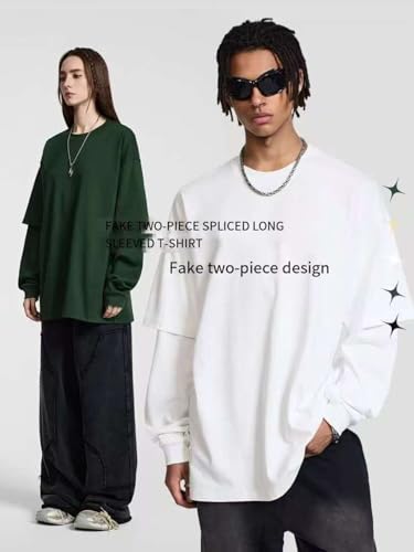 Chemise ample manches longues au design patchwork deux-en-un polyvalent blanc taille L