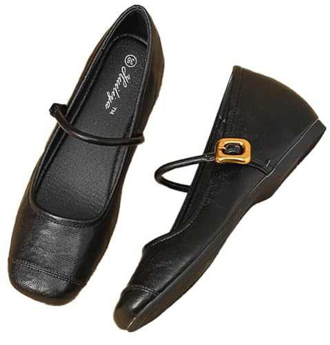 Mary Jane Flats for Women Dressy Round Toe Ballet Flats Comfortable Slip On Work Shoes for Wedding Driving 2025