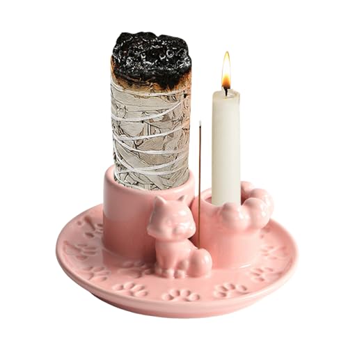 Cuenco de incienso 4 en 1, soporte para varillas de incienso con diseño de estrella, quemador de incienso de cerámica, soporte para conos de incienso para palo santo salvia, accesorios para ahumar,