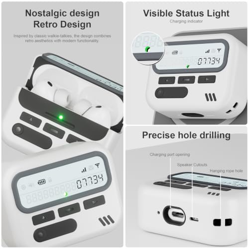 Image of for AirPods Pro 3 Case with Safty Lock,Retro Inspired Pager Style (White)