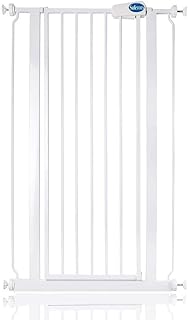 Safetots Extra Tall Narrow Metal Safety Gate Pressure Fit, 68.5cm - 75cm, White, 104cm in Height, Extra Tall Stair Gate, Tall Baby Gate, Easy Installation