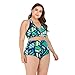 Produktbild LEEDY Sportbadeanzüge Frauen Sexy Plus Size Halfter Sling Backless Print Bikini Split Badeanzug Bademode Damen Zweiteiler Konservativer Badeanzug Mit Hohem Bund