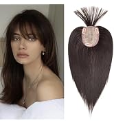 Lovenea 16 Inch Synthetic Hair Toppers for Women 8x12 cm Synthetic Hair Topper with Bangs for Thi...