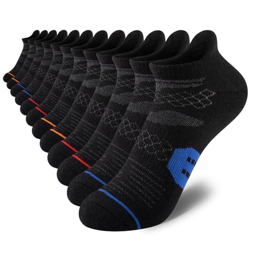 Comfoex Boys Socks Ankle Athletic Cotton Sports Socks With Cushioned Sole Big Little Kids 6-8 8-10 Years Old 6 Pairs