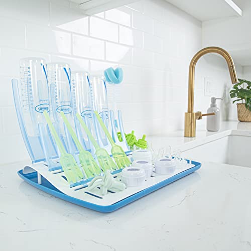 Image of Dr. Brown's Baby Bottle Cleaning Brush with Sponge and Scrubber - Blue - 3pk and Universal Baby Bottle and Accessory Drying Rack