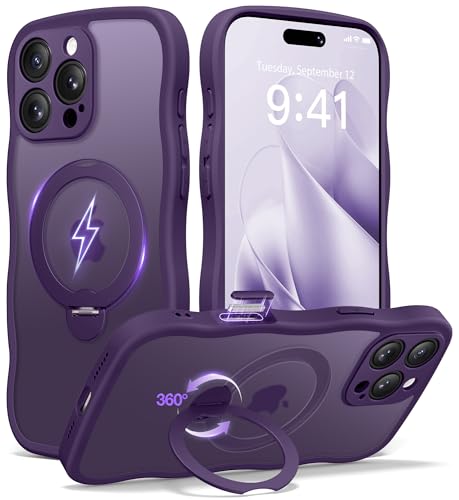CAPRARO for iPhone 16 Pro Case with Magnetic Stand, Deep Purple