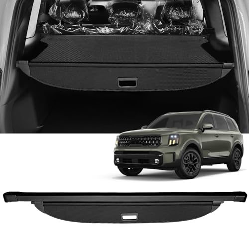 AUXKO Retractable Cargo Cover for Kia Telluride 2025-2020 Trunk Cargo Cover Luggage Security Shade Cover for 2025 2024 Kia Telluride Shielding Shade Anti-Peeping Luggage Privacy Screen Carbon Fiber