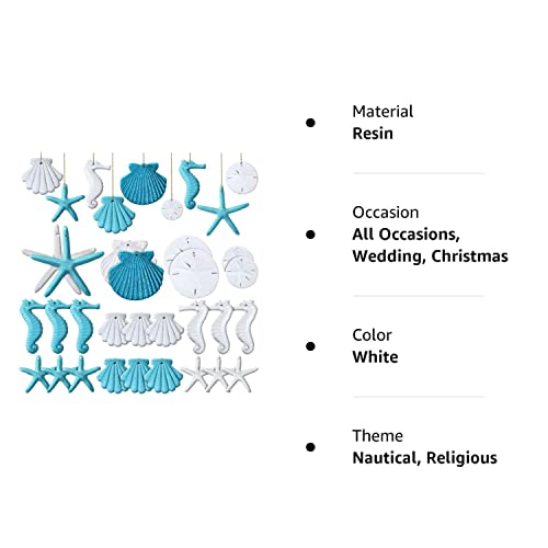 26 Pcs Resin Starfish Ornaments, Decorations, Sand Beach Ocean Themed Christmas Ornaments Seashell Decor For Christmas Tree Home Wedding #TOP7