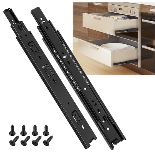 SHUHANG Drawer Runners Cabinet Drawer Slides Heavy Duty 45 kg Load Capacity Full Extension Ball Bearing Slides 300mm, Side Mount 1 Pair, Black