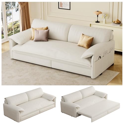 SEDIANIDO 66" Queen Pull Out Couch Bed,Velvet 3-in-1 Queen-Size Sleeper Sofa,Convertible Pull-Out Sofa Bed with Side Pockets,Sleeper Loveseat for Living Room,Apartment, Offices,RV (Beige) SEDIANIDO 66" Queen Pull Out Couch Bed,Velvet 3-in-1 Queen-Size Sleeper Sofa,Convertible Pull-Out Sofa Bed with Side Pockets,Sleeper Loveseat for Living Room,Apartment, Offices,RV (Beige)